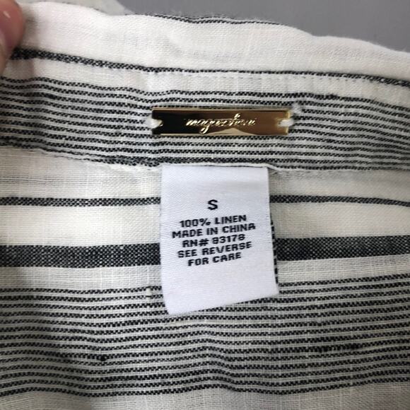 Magaschoni linen black and white striped button up - Picture 8 of 8